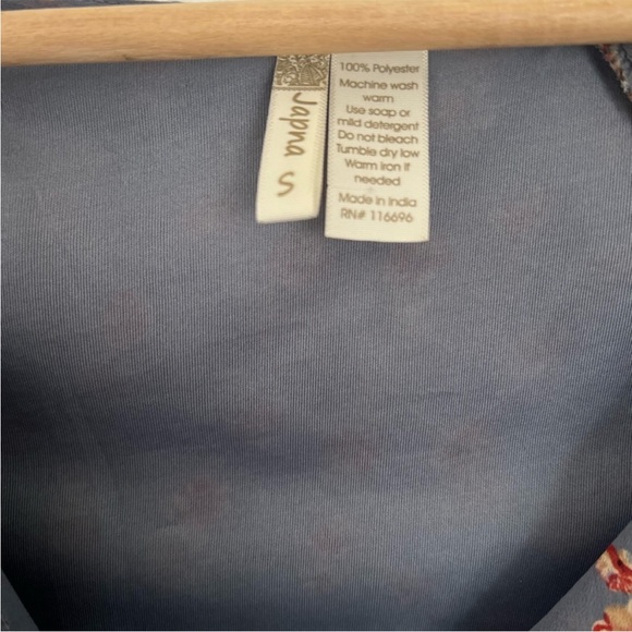 Japna Floral V Neck Shirt Smocked Waist Long Sleeve Womens Blouse - Picture 8 of 8